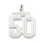 Sterling Silver/Rhodium-plated Satin Number 50 Charm