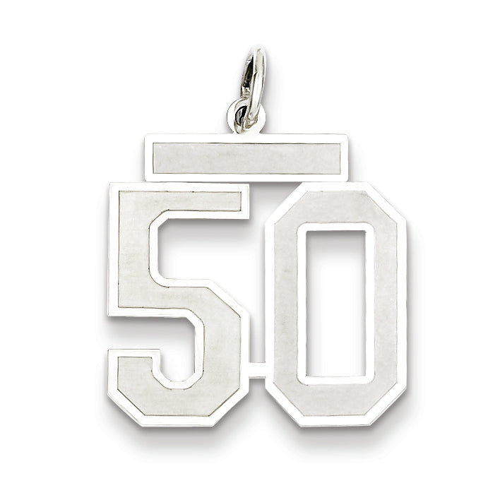 Sterling Silver/Rhodium-plated Satin Number 50 Charm