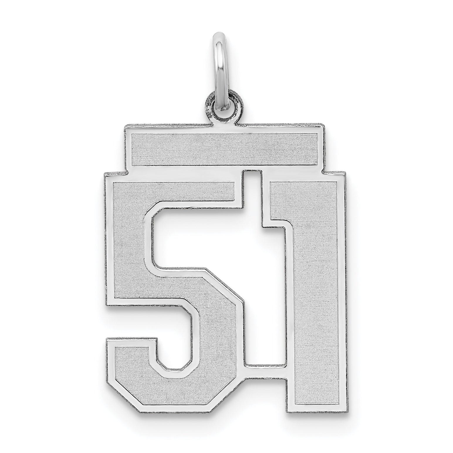 Sterling Silver/Rhodium-plated Satin Number 51 Charm Main image