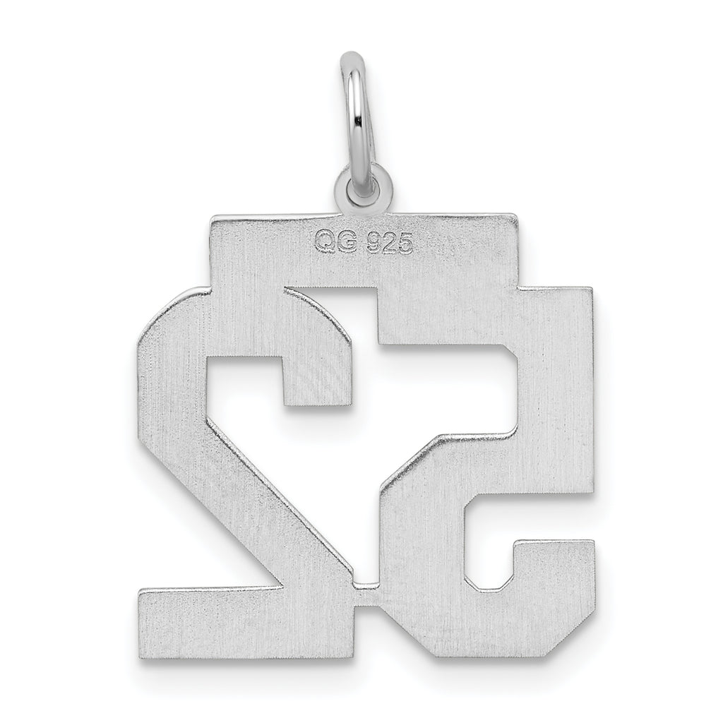 Sterling Silver Rhodium-plated Medium Satin Number 52 Charm