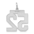 Sterling Silver Rhodium-plated Medium Satin Number 52 Charm