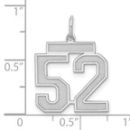 Sterling Silver Rhodium-plated Medium Satin Number 52 Charm