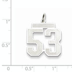 Sterling Silver Rhodium-plated Medium Satin Number 53 Charm