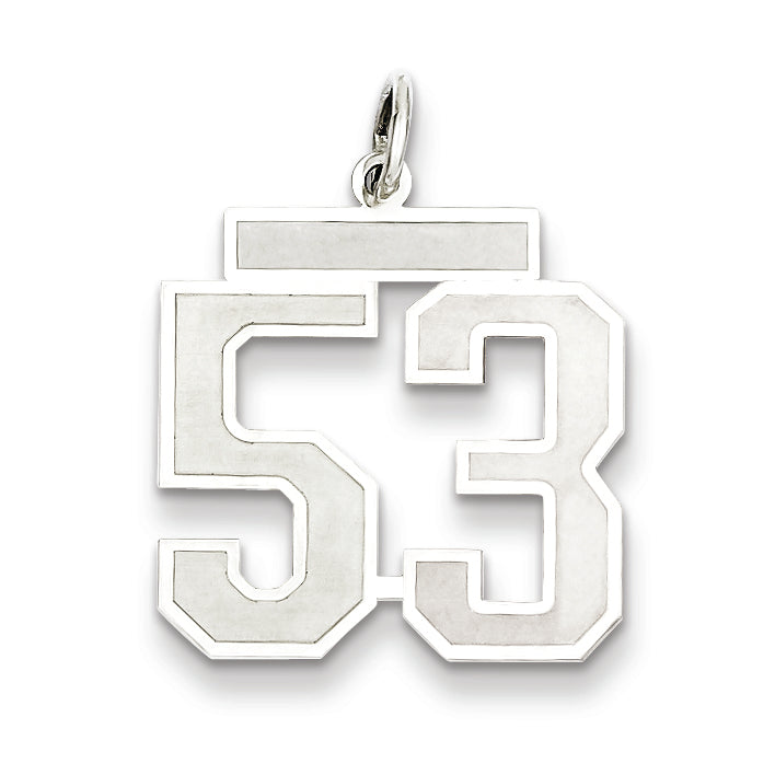 Sterling Silver/Rhodium-plated Satin Number 53 Charm Main image