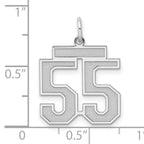 Sterling Silver Rhodium-plated Medium Satin Number 55 Charm