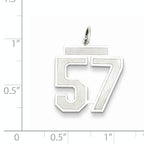 Sterling Silver Rhodium-plated Medium Satin Number 57 Charm