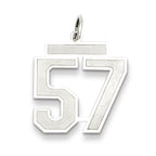 Sterling Silver/Rhodium-plated Satin Number 57 Charm