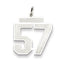 Sterling Silver/Rhodium-plated Satin Number 57 Charm