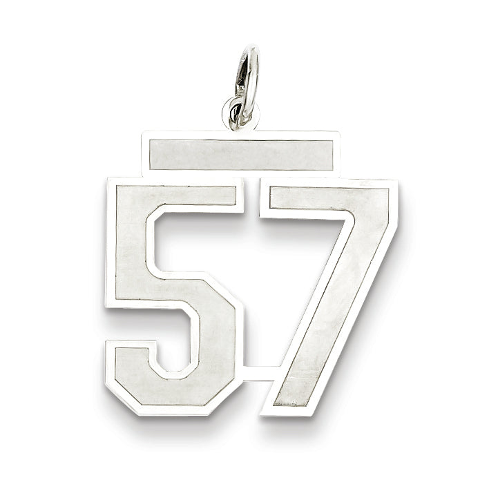 Sterling Silver/Rhodium-plated Satin Number 57 Charm