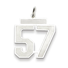 Sterling Silver/Rhodium-plated Satin Number 57 Charm