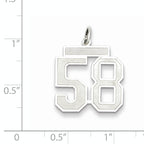 Sterling Silver Rhodium-plated Medium Satin Number 58 Charm