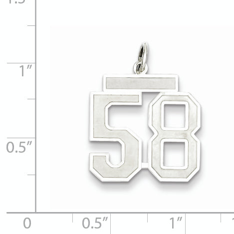 Sterling Silver Rhodium-plated Medium Satin Number 58 Charm
