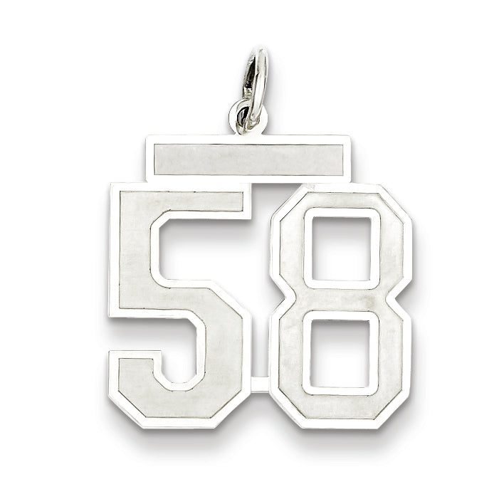 Sterling Silver/Rhodium-plated Satin Number 58 Charm
