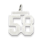 Sterling Silver/Rhodium-plated Satin Number 58 Charm