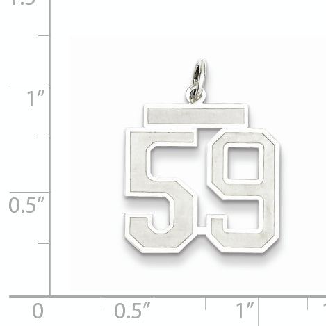 Sterling Silver Rhodium-plated Medium Satin Number 59 Charm Secondary image