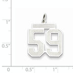 Sterling Silver Rhodium-plated Medium Satin Number 59 Charm