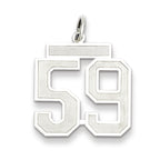 Sterling Silver/Rhodium-plated Satin Number 59 Charm
