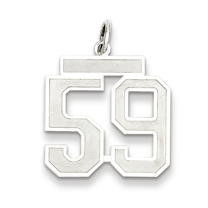 Sterling Silver/Rhodium-plated Satin Number 59 Charm