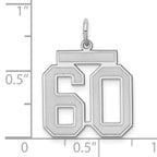 Sterling Silver Rhodium-plated Medium Satin Number 60 Charm