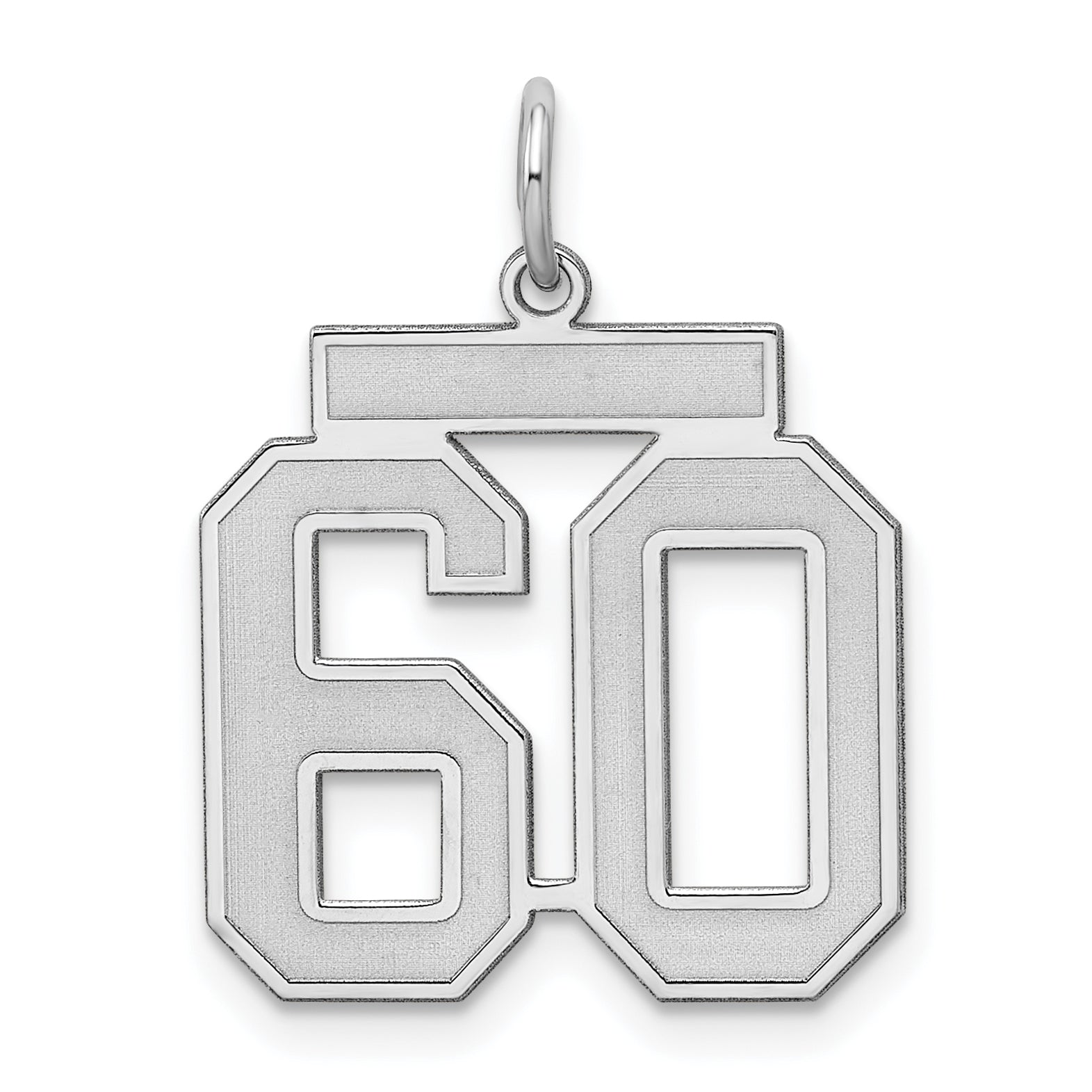 Sterling Silver/Rhodium-plated Satin Number 60 Charm Main image