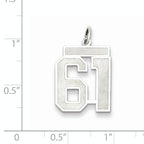 Sterling Silver Rhodium-plated Medium Satin Number 61 Charm