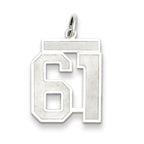 Sterling Silver/Rhodium-plated Satin Number 61 Charm