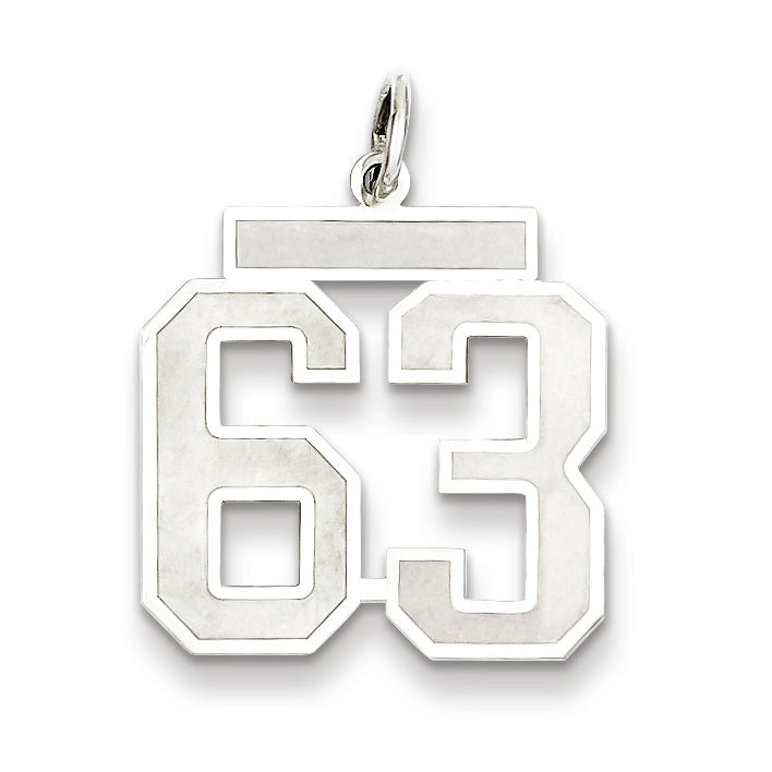 Sterling Silver/Rhodium-plated Satin Number 63 Charm