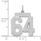 Sterling Silver Rhodium-plated Medium Satin Number 64 Charm