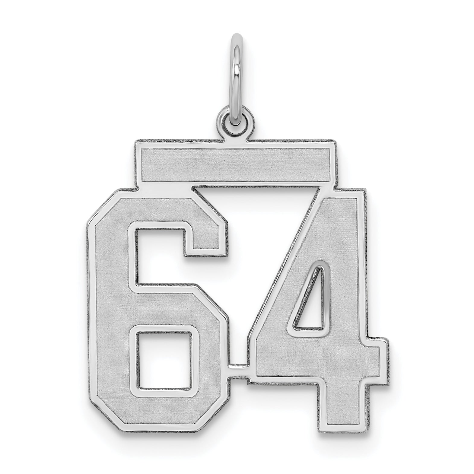 Sterling Silver/Rhodium-plated Satin Number 64 Charm Main image