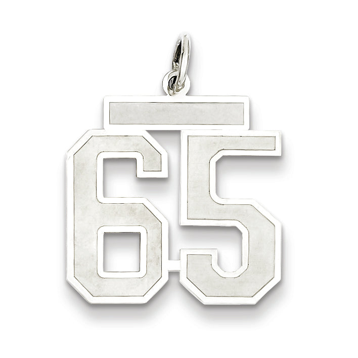 Sterling Silver/Rhodium-plated Satin Number 65 Charm Main image