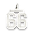 Sterling Silver/Rhodium-plated Satin Number 66 Charm