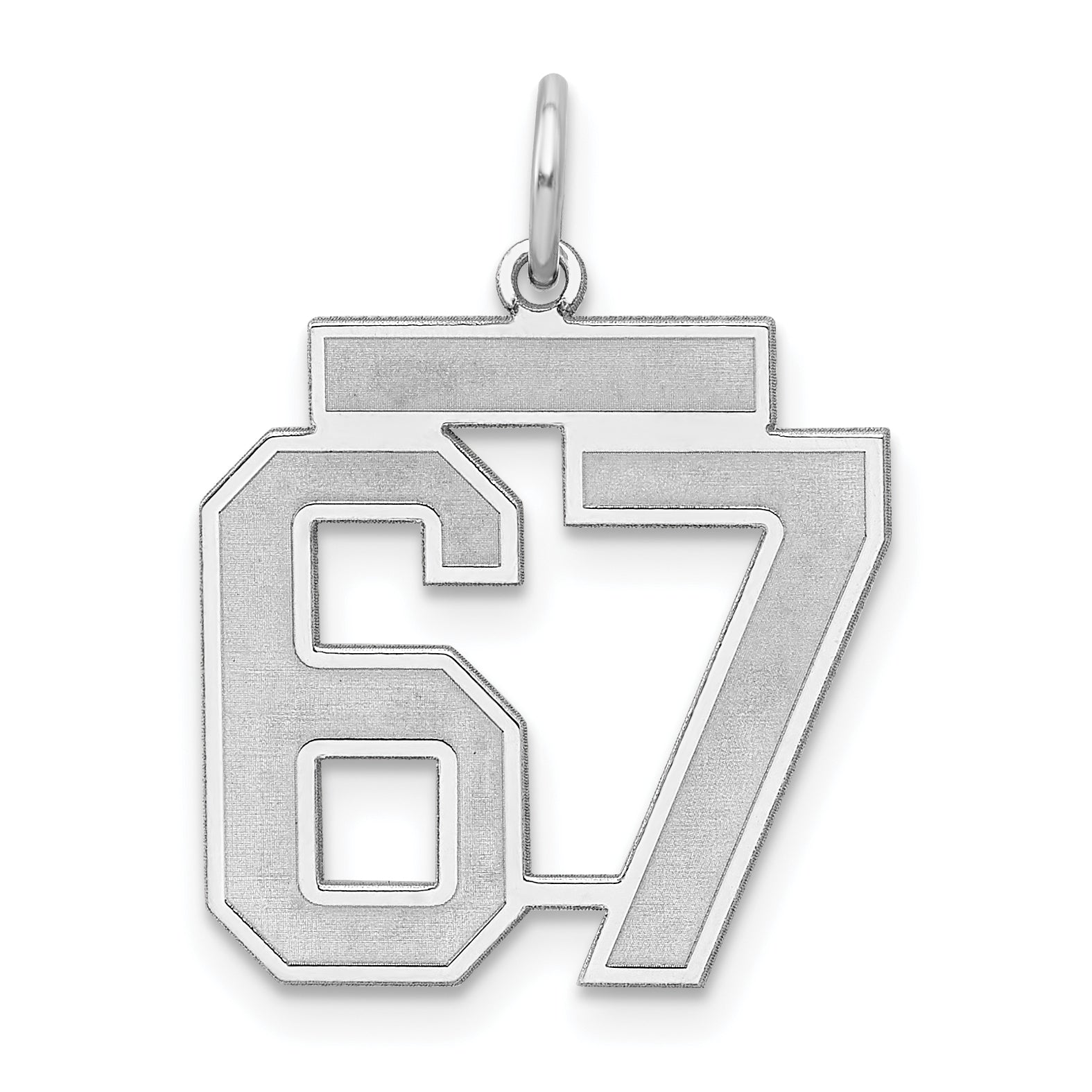 Sterling Silver/Rhodium-plated Satin Number 67 Charm Main image