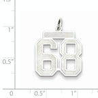 Sterling Silver Rhodium-plated Medium Satin Number 68 Charm