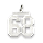 Sterling Silver/Rhodium-plated Satin Number 68 Charm