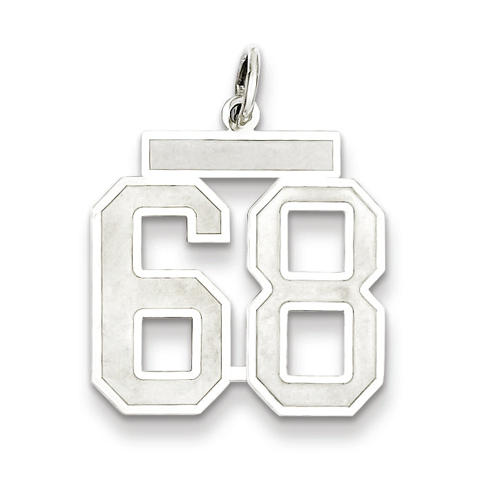 Sterling Silver/Rhodium-plated Satin Number 68 Charm