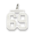 Sterling Silver/Rhodium-plated Satin Number 69 Charm