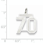 Sterling Silver Rhodium-plated Medium Satin Number 70 Charm