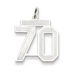 Sterling Silver/Rhodium-plated Satin Number 70 Charm