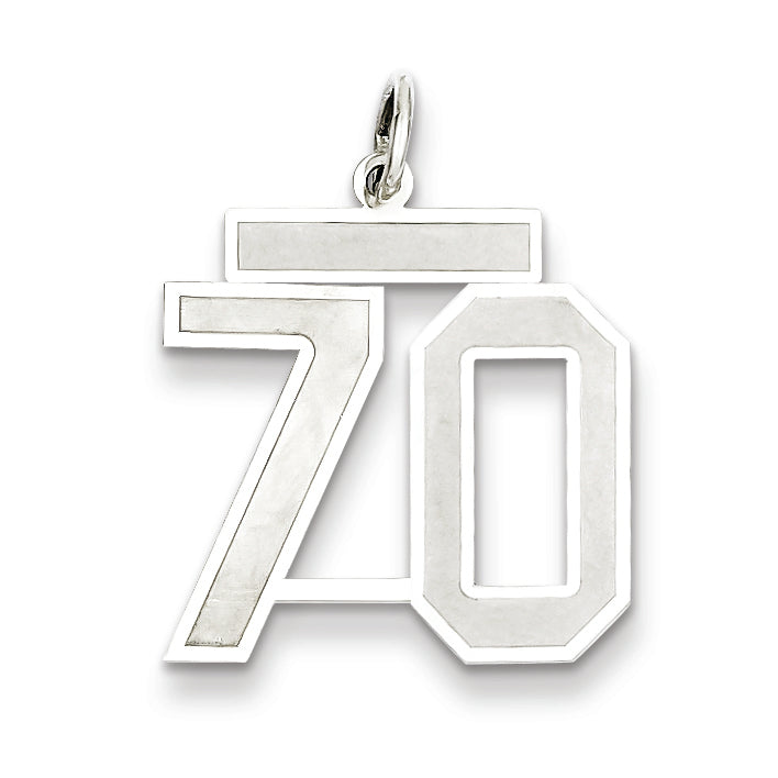 Sterling Silver/Rhodium-plated Satin Number 70 Charm