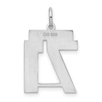 Sterling Silver Rhodium-plated Medium Satin Number 71 Charm