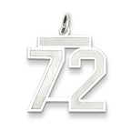 Sterling Silver/Rhodium-plated Satin Number 72 Charm