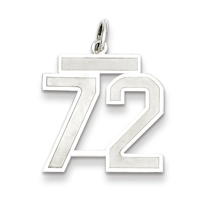 Sterling Silver/Rhodium-plated Satin Number 72 Charm