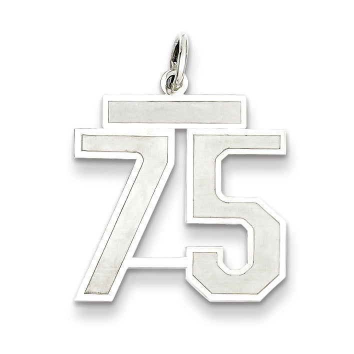 Sterling Silver/Rhodium-plated Satin Number 75 Charm Main image