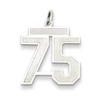 Sterling Silver/Rhodium-plated Satin Number 75 Charm