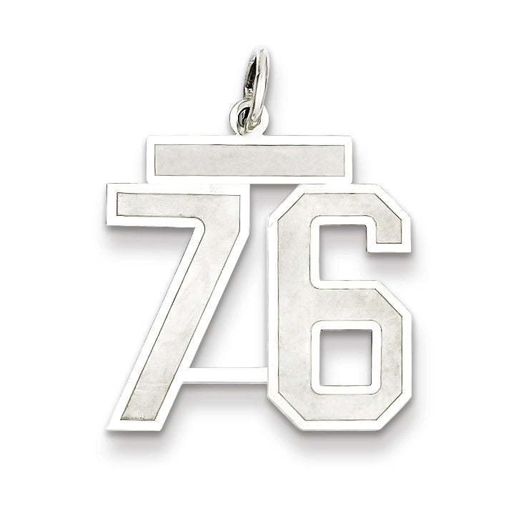 Sterling Silver/Rhodium-plated Satin Number 76 Charm Main image