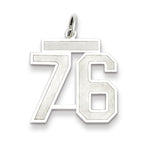 Sterling Silver/Rhodium-plated Satin Number 76 Charm