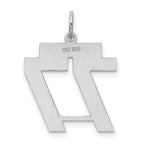 Sterling Silver Rhodium-plated Medium Satin Number 77 Charm