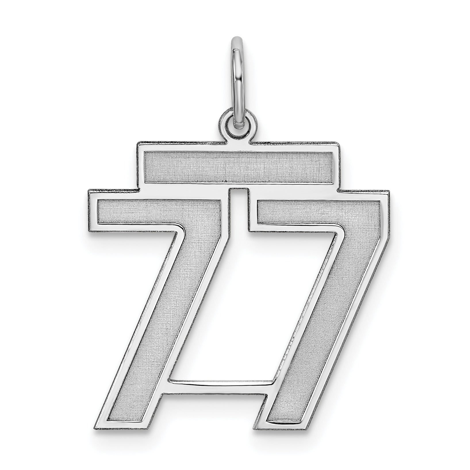 Sterling Silver/Rhodium-plated Satin Number 77 Charm Main image