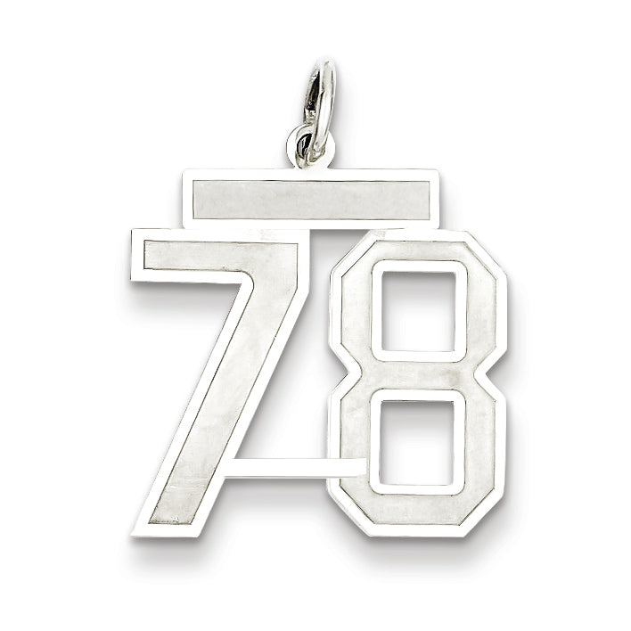 Sterling Silver/Rhodium-plated Satin Number 78 Charm