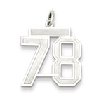 Sterling Silver/Rhodium-plated Satin Number 78 Charm